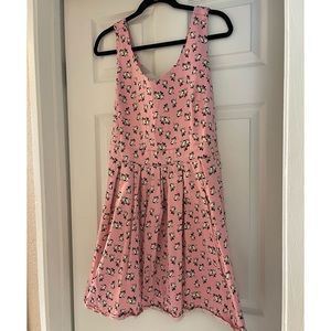 Pink Boston terrier print dress